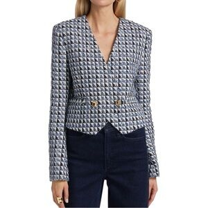 NWT Derek Lam 10 Crosby Double Breasted Collarless Jacket Blazer Size 4